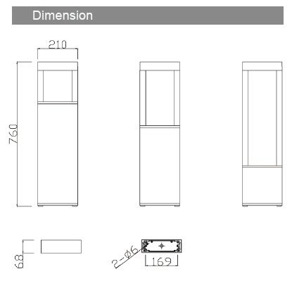 Hollow frame Bollard Light