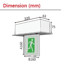 160mm EXIT SIGN PLATE Recessed mounted type