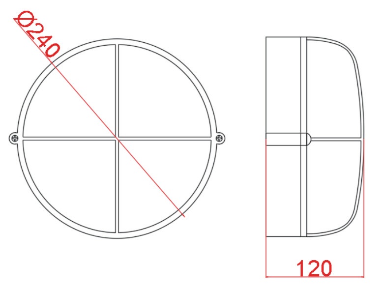 240mm Bulkhead Light