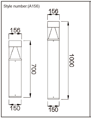 1000mm Bollard Light
