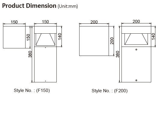 Square Slanted-Cutout Bollard Light