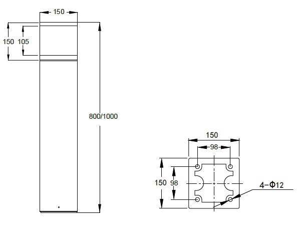Square Column Bollard Light