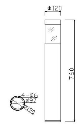 Cylindrical Bollard Light with Opal Diffuser