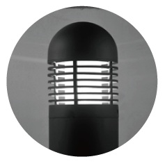 Round Column Bollard Light with Internal Anti-Glare Vanes