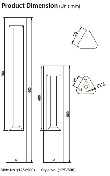 Triangular Hollow-Frame Bollard Light
