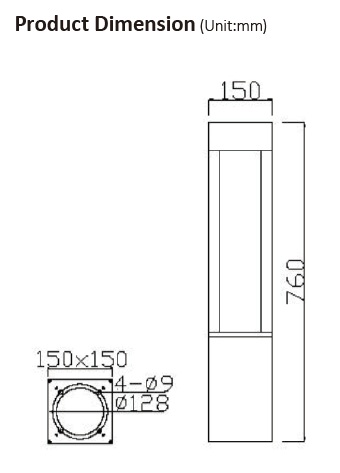 Square open frame bollard light