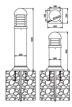 Concrete Bollard Light