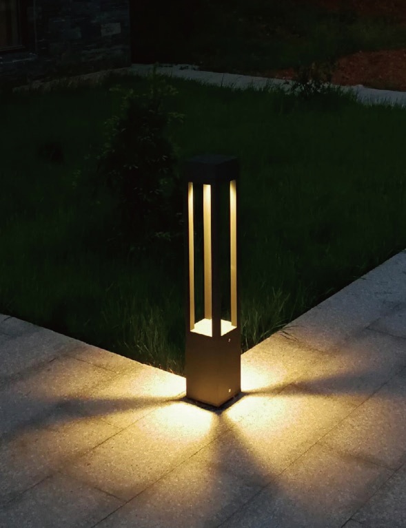 Square open frame bollard light
