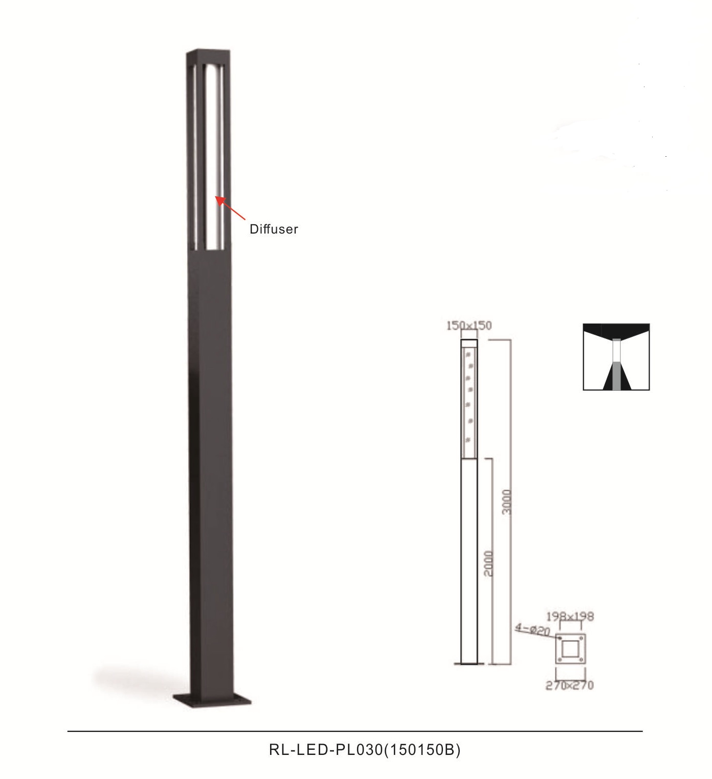 4-way Rectangular slim Garden Light
