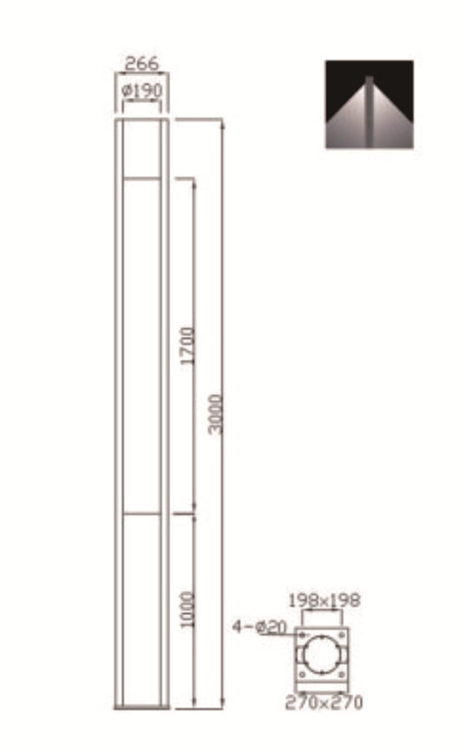 Round slim Garden Light