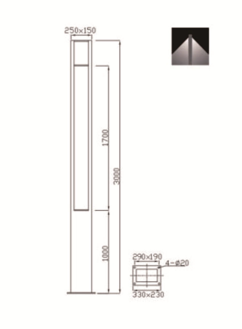 2-way Rectangular slim Garden Light