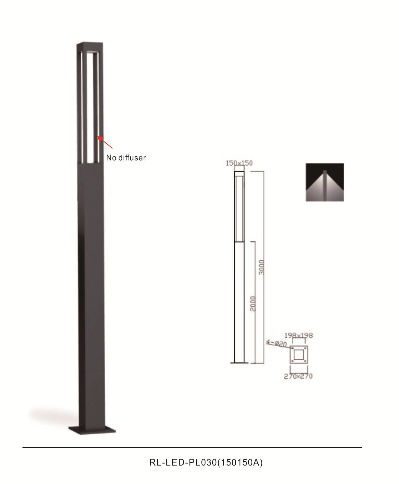 4-way Rectangular slim Garden Light