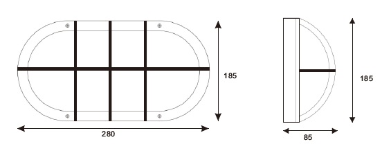 Oval bulkhead wall light