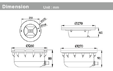 270mm LED Underwater Lighting