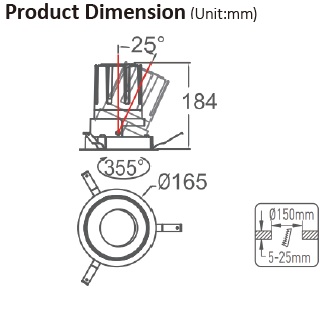 165mm adjustable Downlight