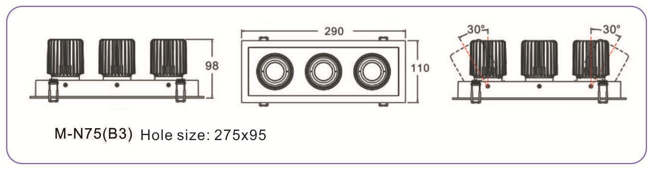 Triple Head Adjustable Downlight