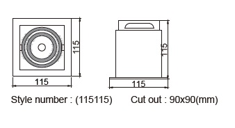 115mm Square Recessed Mounted Downlight