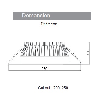 280mm downlight