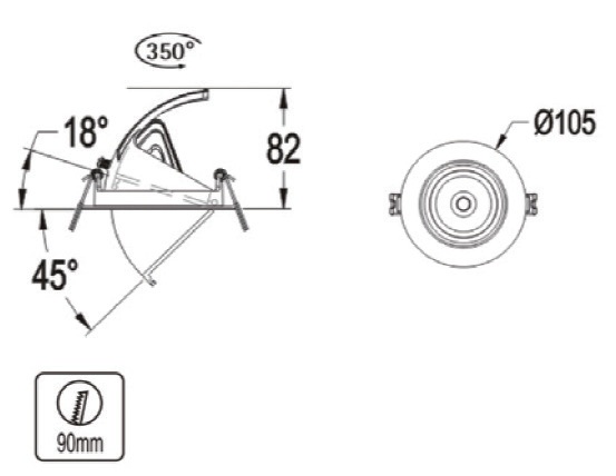 Tilt and rotation adjustable Downlight