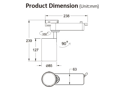 Dual-Axis Adjustable LED Track Spot Light